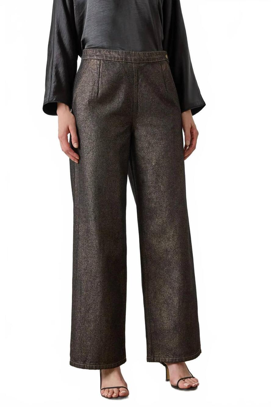 NEW LILLA P metallic pants in copper denim